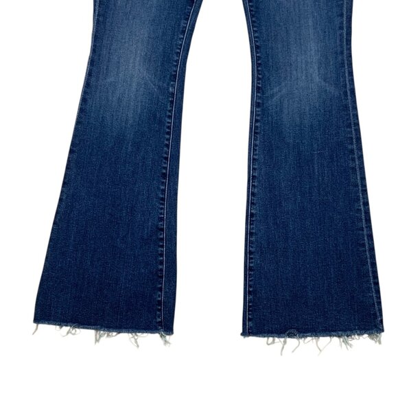 Mother The Weekender Fray Jean 27 Teaming Up Blue Mid Rise Flare Leg Zip Fly - Picture 9 of 14
